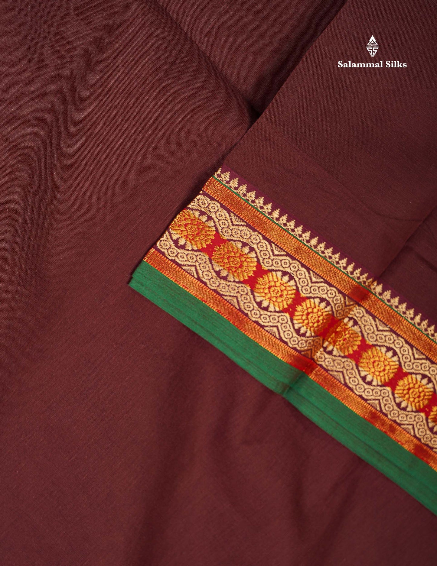 9 Yards Beautiful Navy Blue Plain Pure Cotton Saree With Maroon Border
