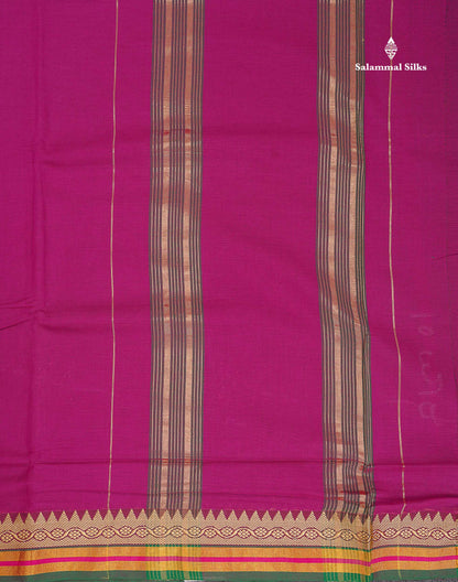 9 Yards Beautiful Ramar Blue Plain Pure Cotton Saree With Multicolour Zari Border