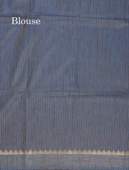 Semi Tussar Saree - Black Colour Plain Body With Fancy Border