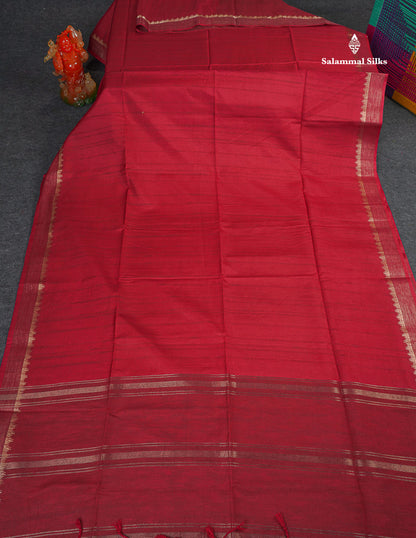 Semi Tussar Saree - Maroon Colour Plain Body With Fancy Border 