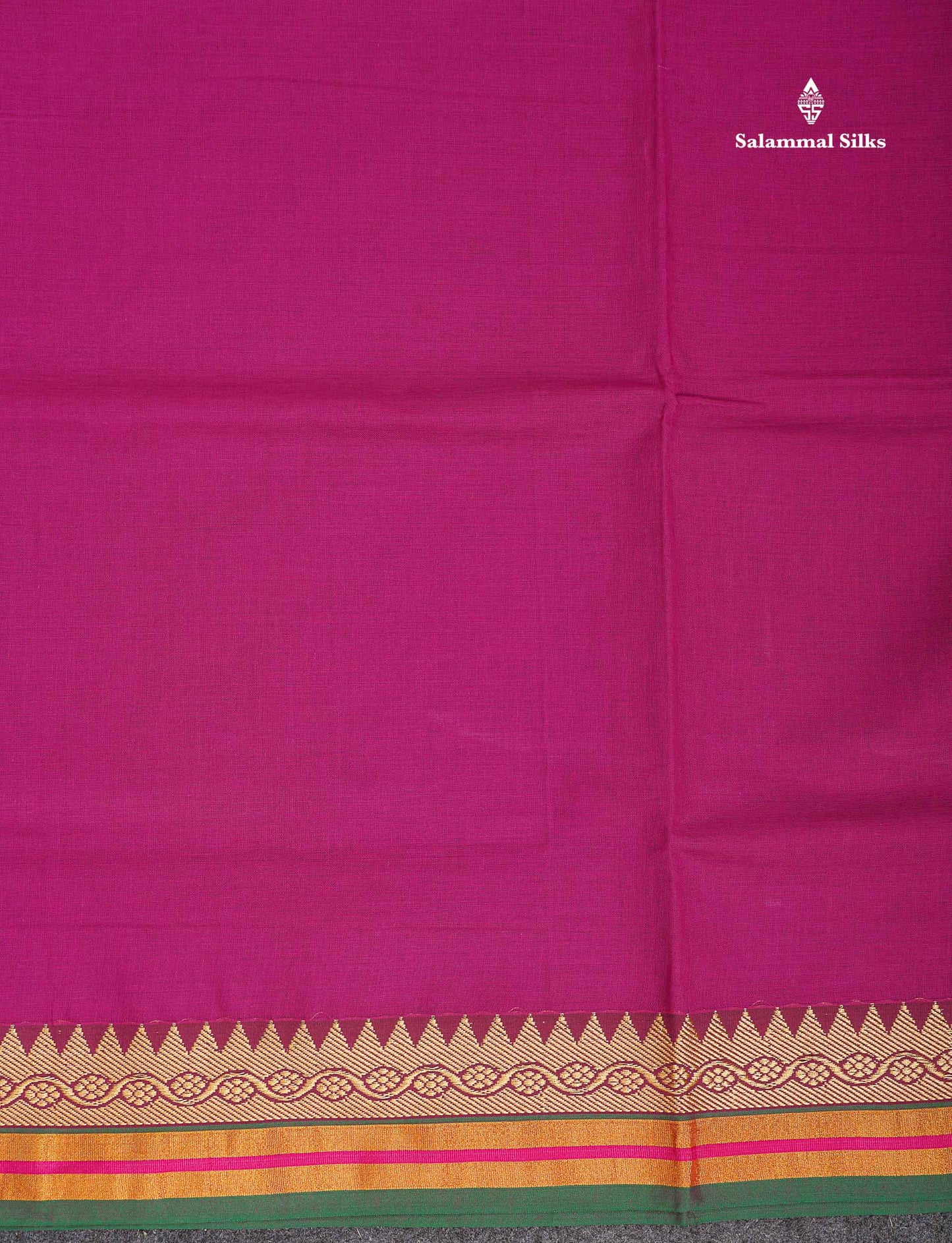 9 Yards Beautiful Ramar Blue Plain Pure Cotton Saree With Multicolour Zari Border