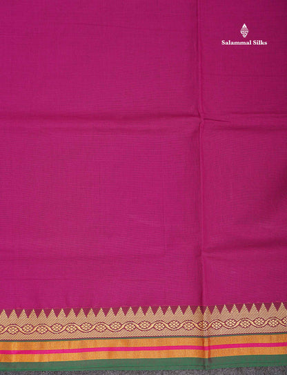 9 Yards Beautiful Ramar Blue Plain Pure Cotton Saree With Multicolour Zari Border