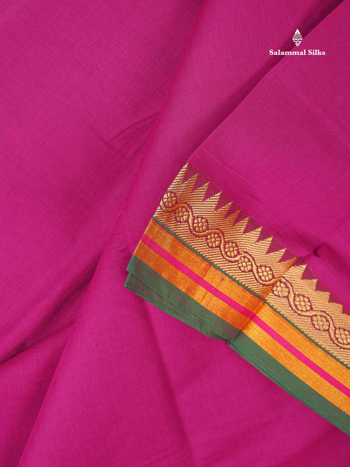 9 Yards Beautiful Ramar Blue Plain Pure Cotton Saree With Multicolour Zari Border