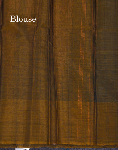 Beautiful Moss Green Pure Cotton Saree With Contrast Light Green One Side Border