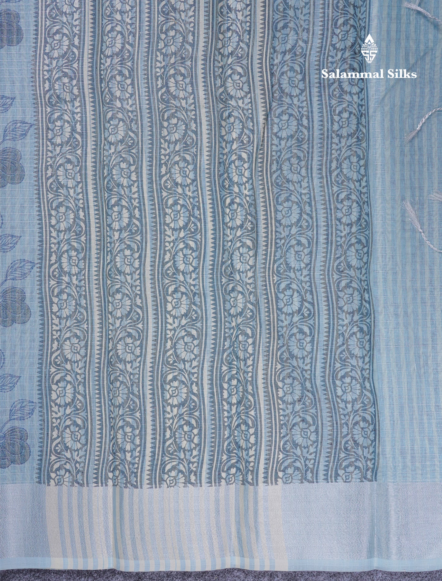 Pastel Blue Tissue Kota Cotton Printed Saree With Tissue Border