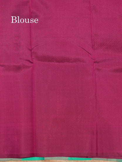 Pure Kanjivaram Palum Pazam Checks Silk Saree With Violet Blouse