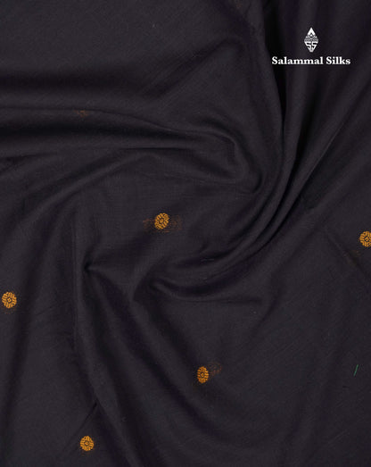 Beautiful Black Thread Work Butta Pure Cotton Saree With Contrast Maroon Traditional Border