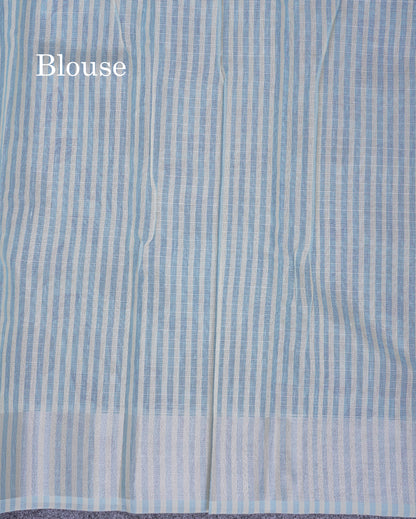 Pastel Blue Tissue Kota Cotton Printed Saree With Tissue Border