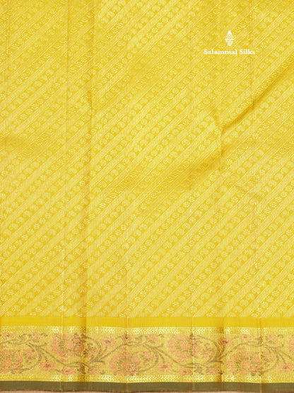 Maroon Colour Pure Kanjivaram Silk Saree With Contrast Mustard Yellow Small Border
