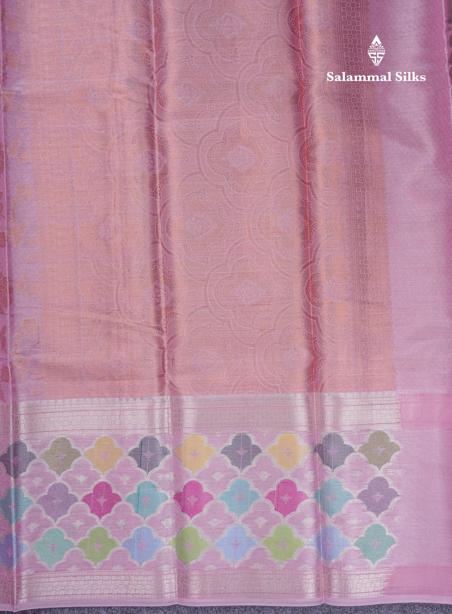 Beautiful Light Pink Tissue Silk Mix Saree With Menakari Work Border