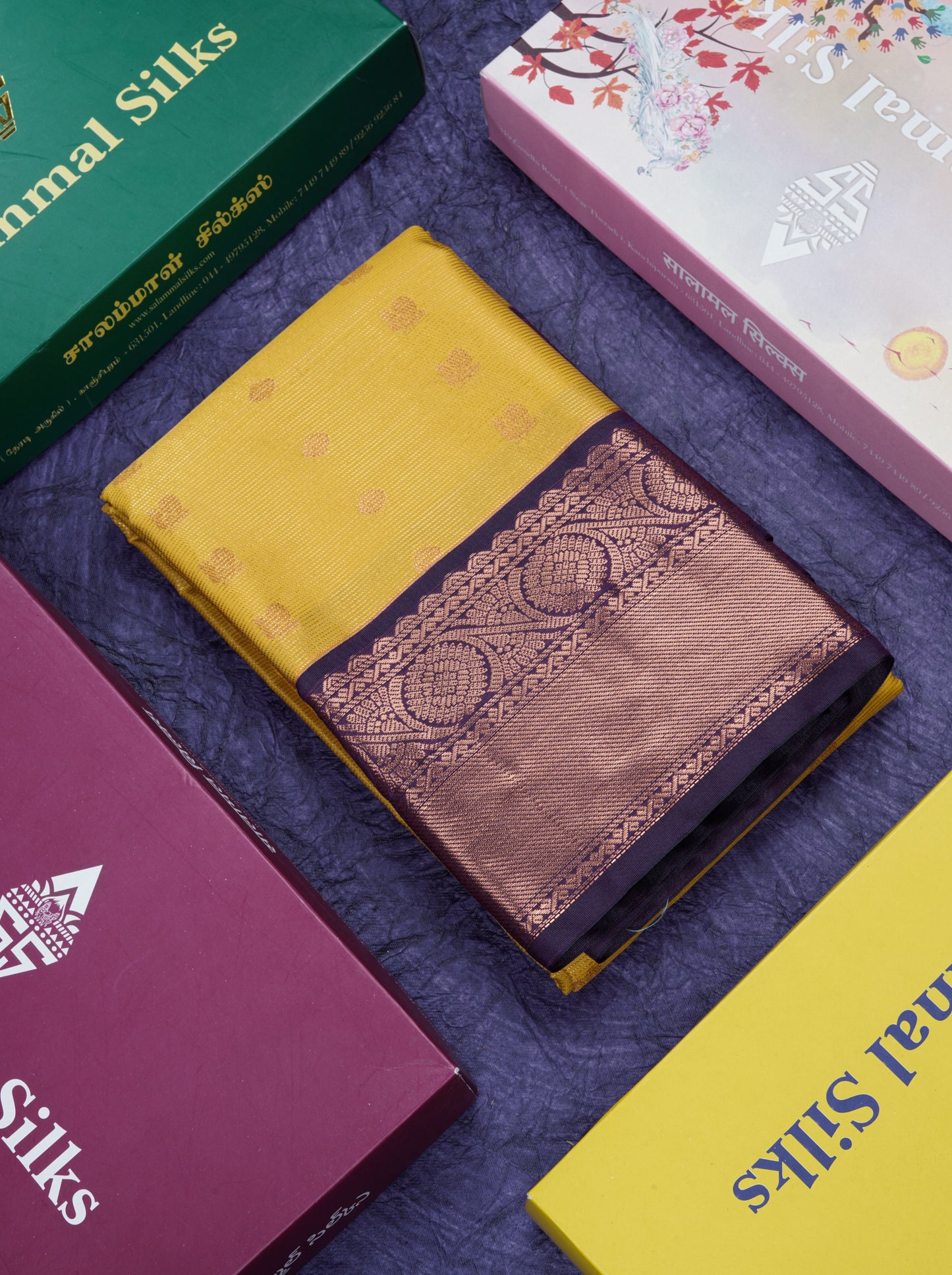 Peach Pink Vairaoosi Lines Semi Silk Saree With Contrast Sapphire Green Border