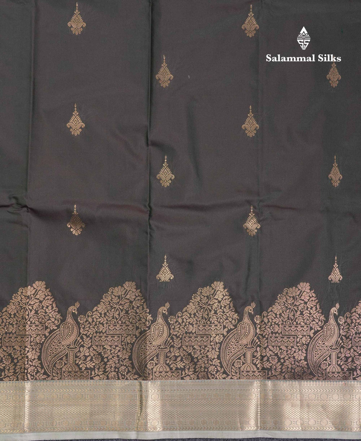 Beautiful Dual Tone Bottle Green Semi Silk Saree With Contrast Greenish Grey Traditional Medium Border