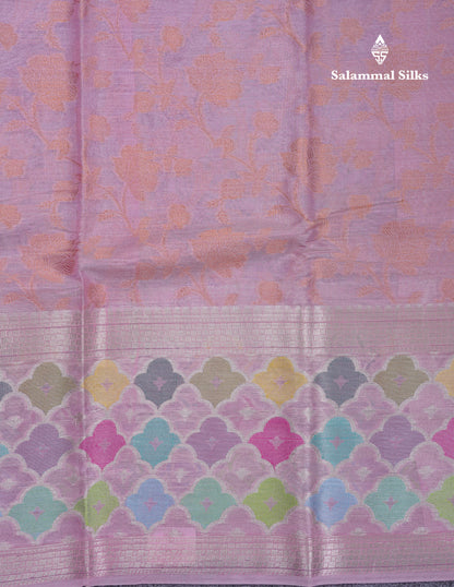Beautiful Light Pink Tissue Silk Mix Saree With Menakari Work Border