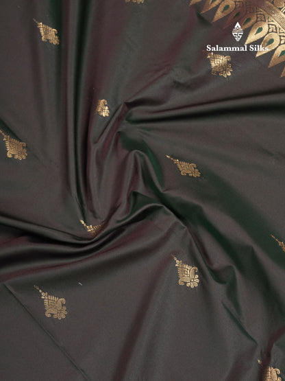 Beautiful Dual Tone Bottle Green Semi Silk Saree With Contrast Greenish Grey Traditional Medium Border