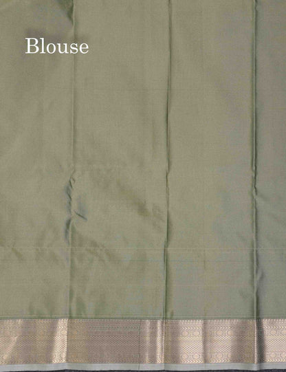Beautiful Dual Tone Bottle Green Semi Silk Saree With Contrast Greenish Grey Traditional Medium Border