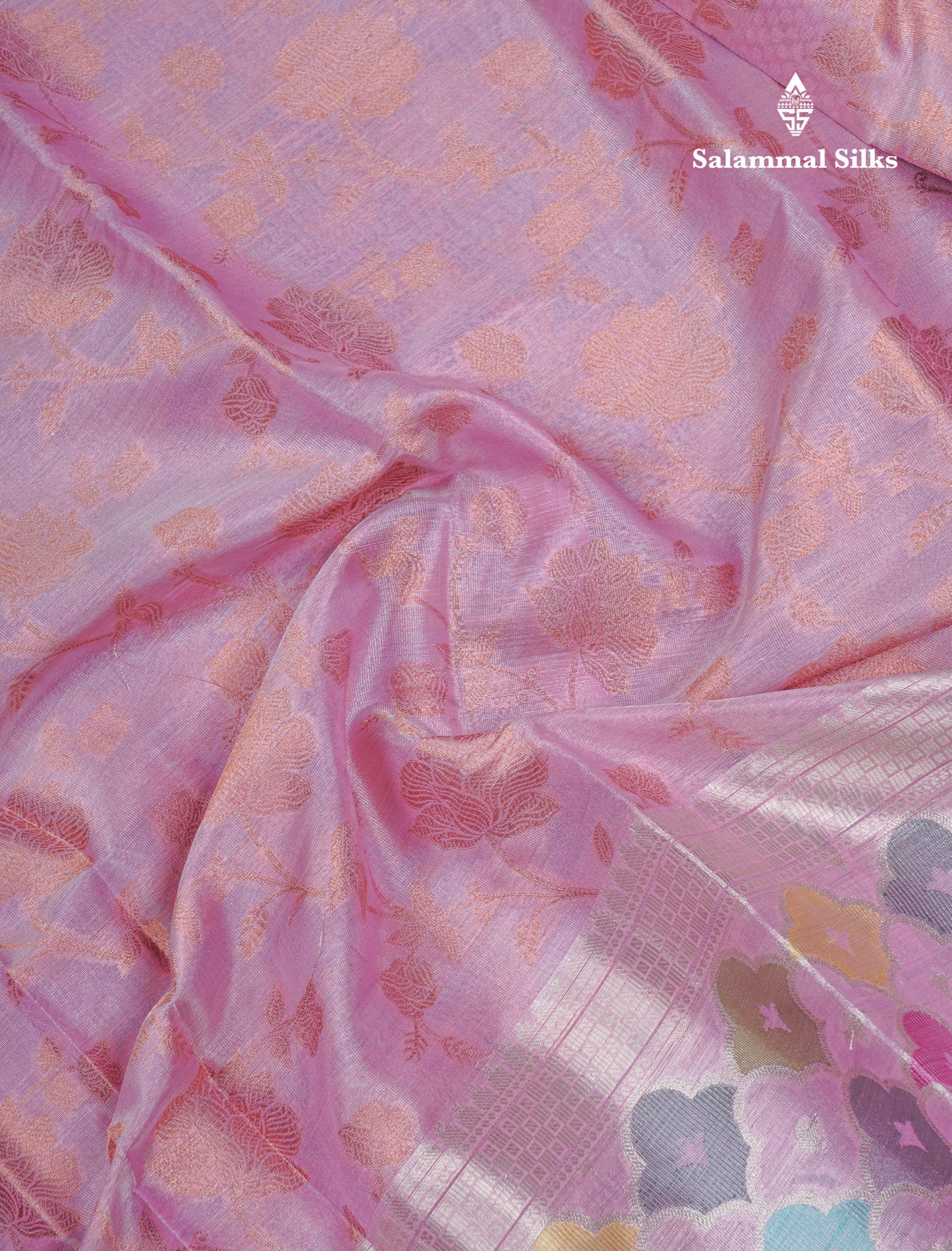 Beautiful Light Pink Tissue Silk Mix Saree With Menakari Work Border