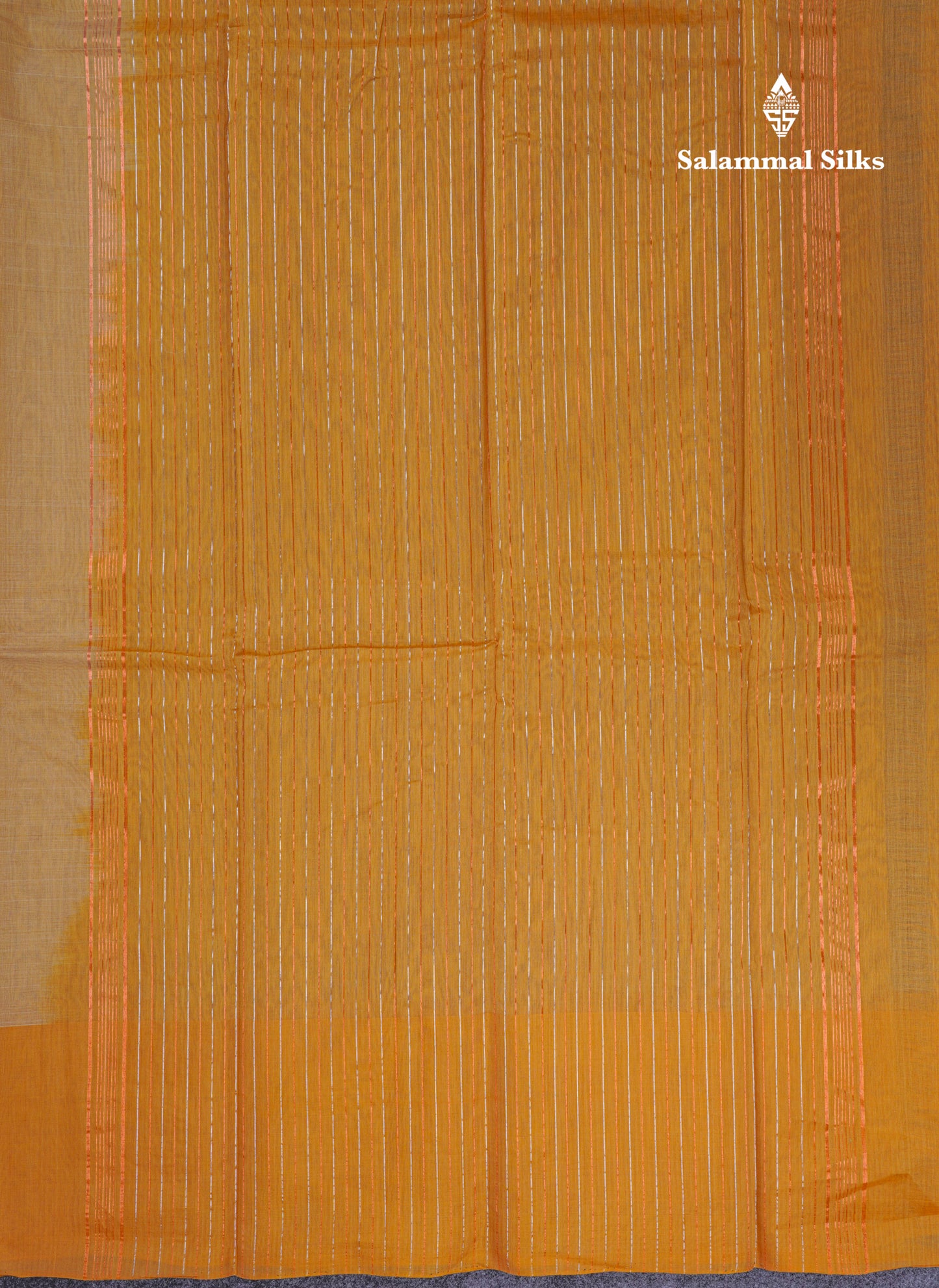 Beautiful Sandal Pure Cotton Saree With Contrast Mustard Yellow One Side Border