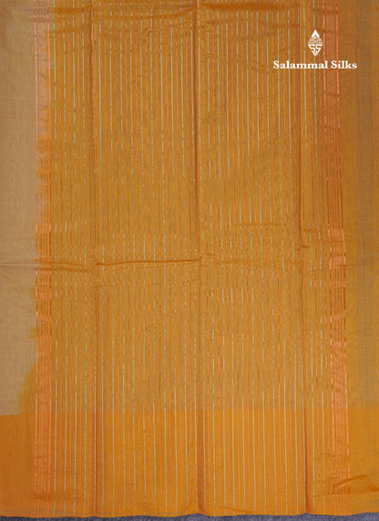 Beautiful Sandal Pure Cotton Saree With Contrast Mustard Yellow One Side Border