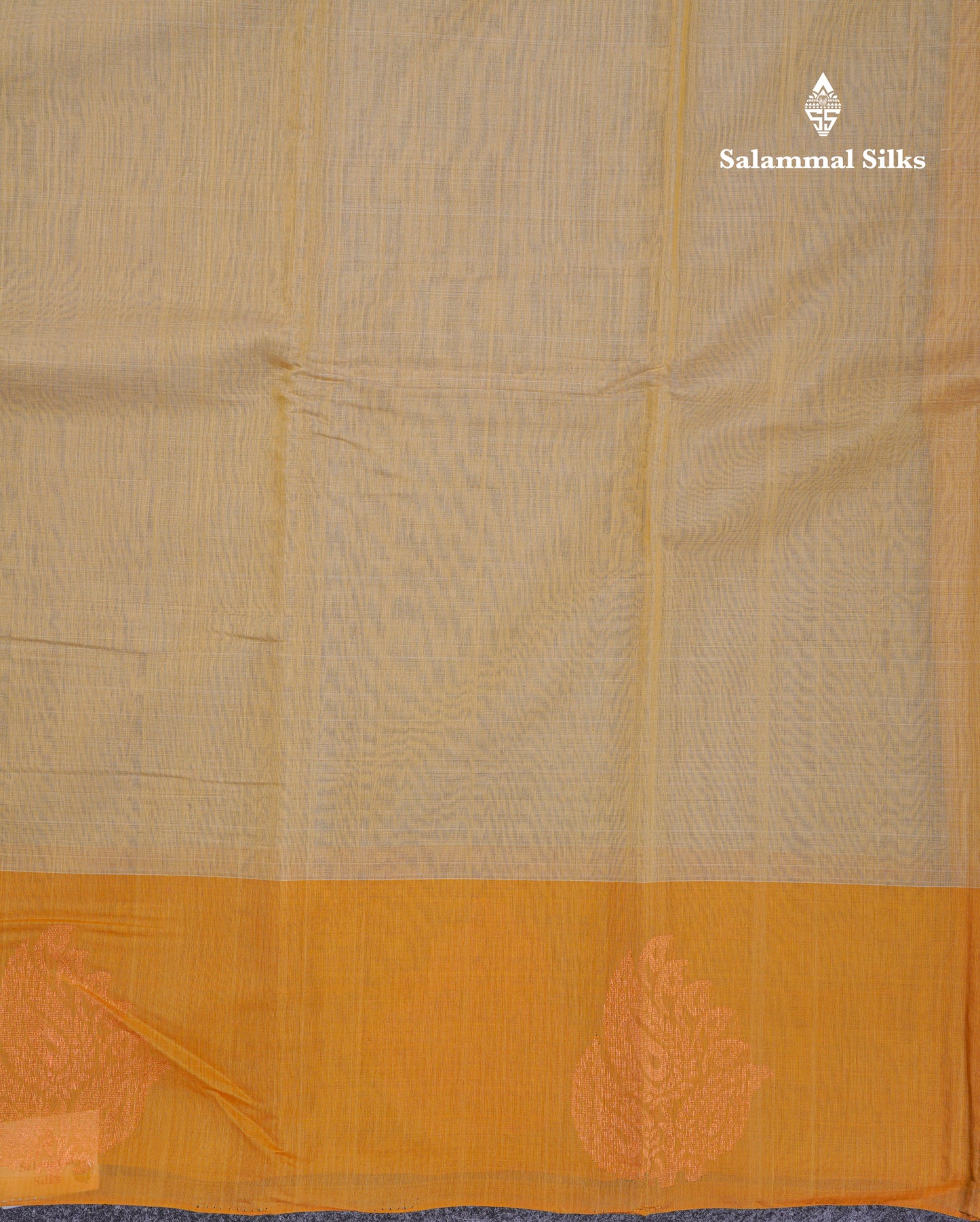 Beautiful Sandal Pure Cotton Saree With Contrast Mustard Yellow One Side Border