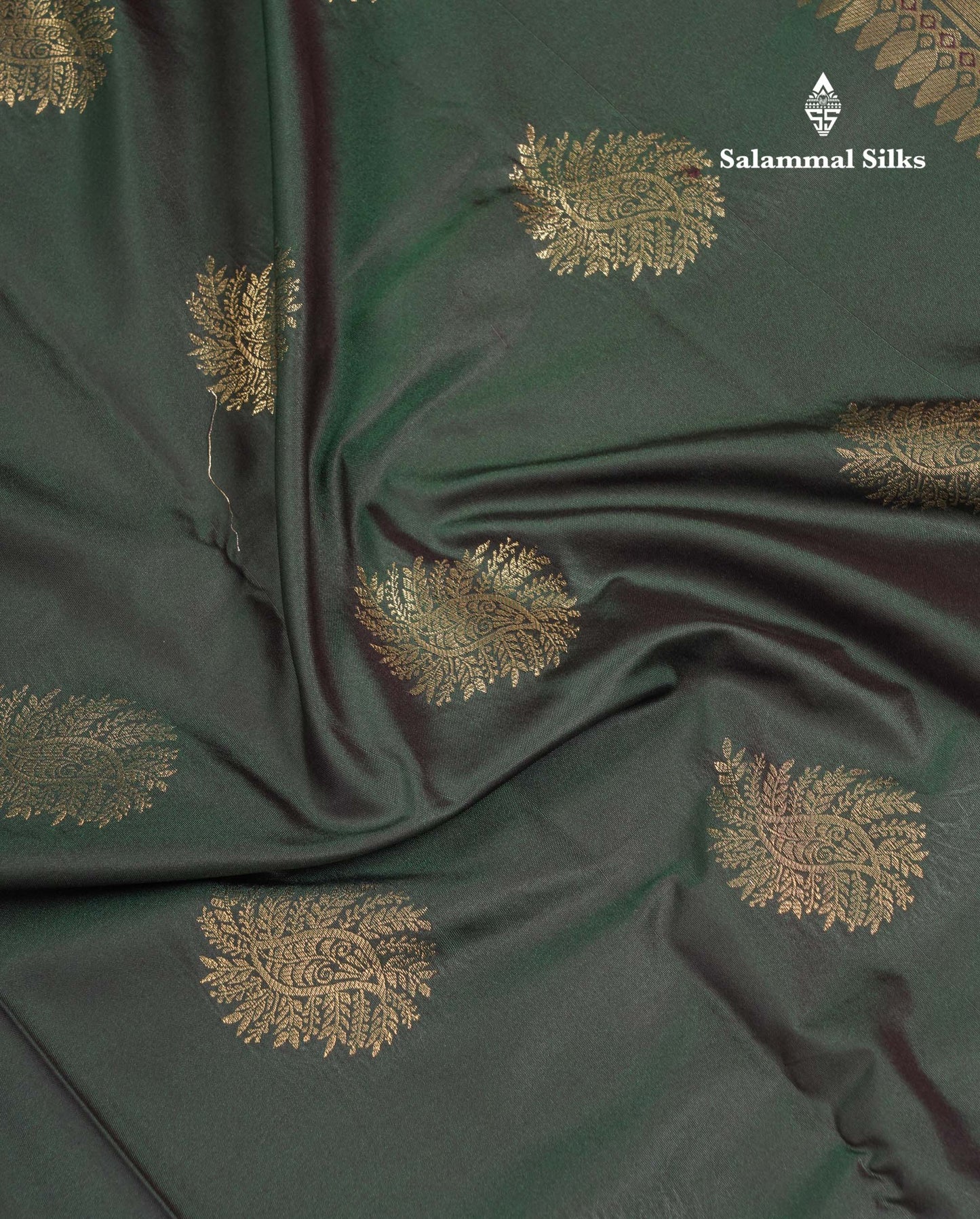 Beautiful Bottle Green Semi Silk Saree With Contrast Light Grey Traditional Medium Border