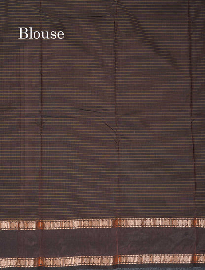 Semi Silk Saree - Wine Colour Body Small Checks With Butta & Traditional Rettapet Border