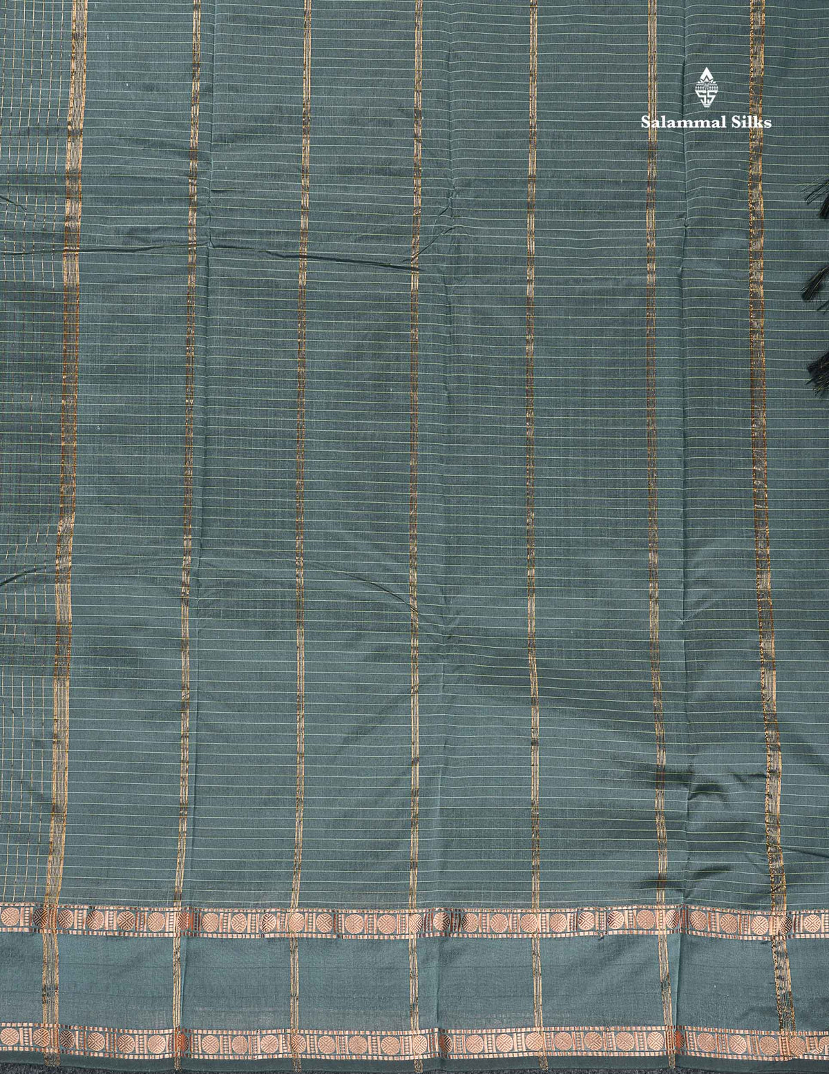 Semi Silk Saree - Wine Colour Body Small Checks With Butta & Traditional Rettapet Border