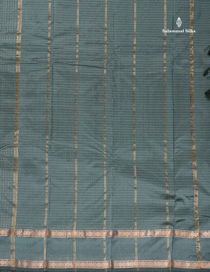 Semi Silk Saree - Wine Colour Body Small Checks With Butta & Traditional Rettapet Border