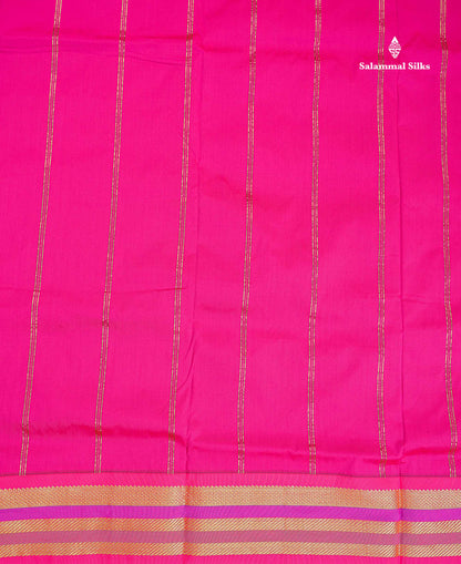 Semi Silk Saree - Chilly Red Colour Body Plain With Contrast Green Traditional Border | 10 Yards