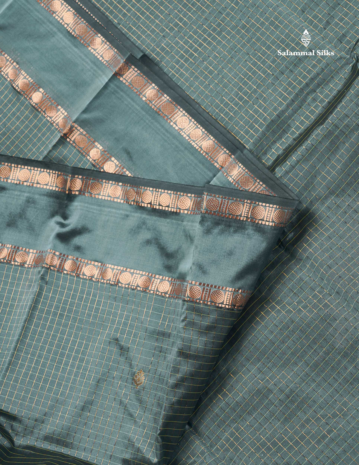 Semi Silk Saree - Wine Colour Body Small Checks With Butta & Traditional Rettapet Border