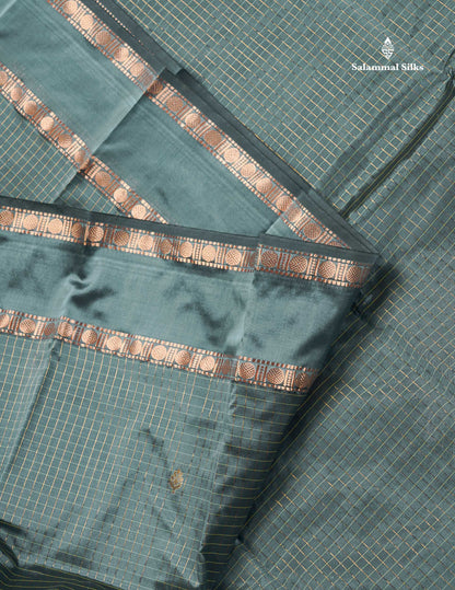 Semi Silk Saree - Wine Colour Body Small Checks With Butta & Traditional Rettapet Border