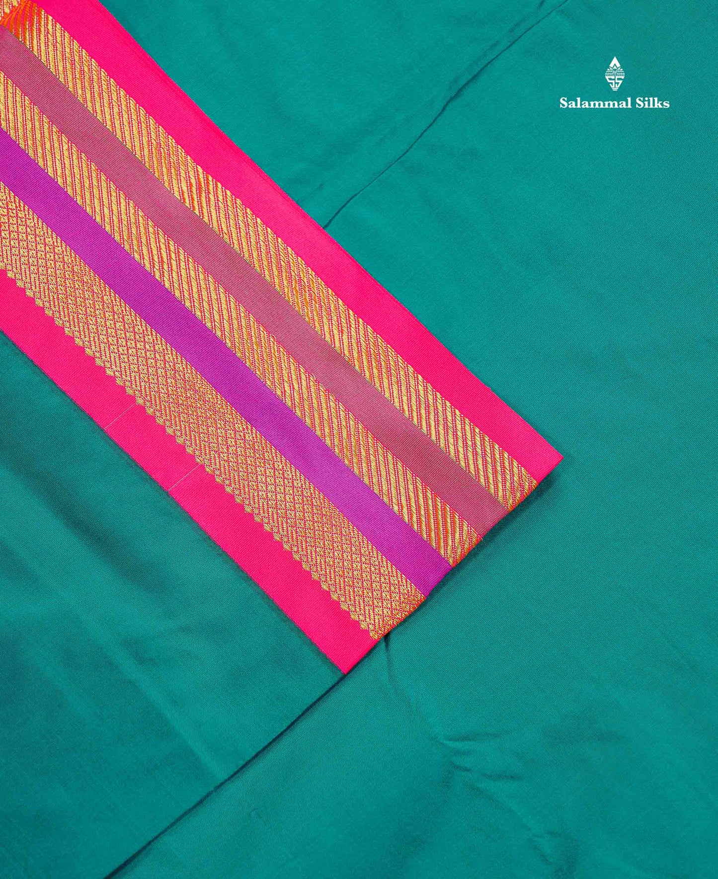 Semi Silk Saree - Chilly Red Colour Body Plain With Contrast Green Traditional Border | 10 Yards