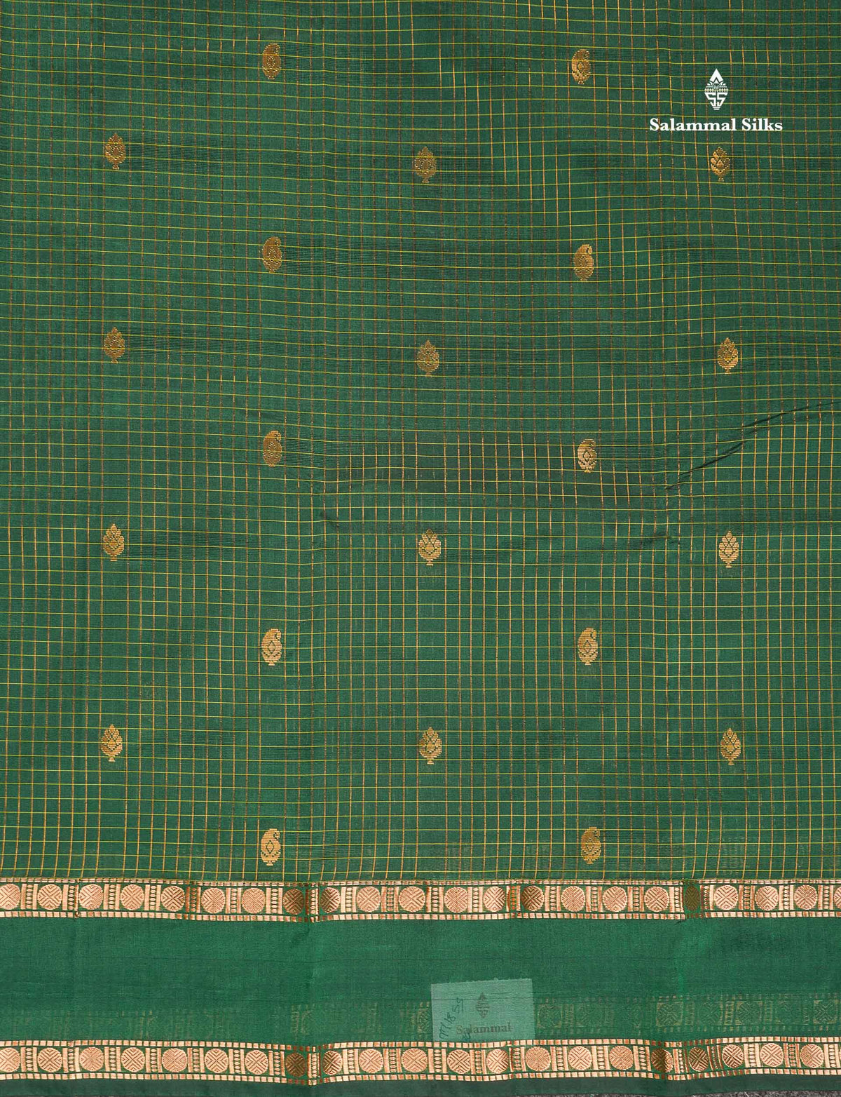 Semi Silk Saree - Wine Colour Body Small Checks With Butta & Traditional Rettapet Border