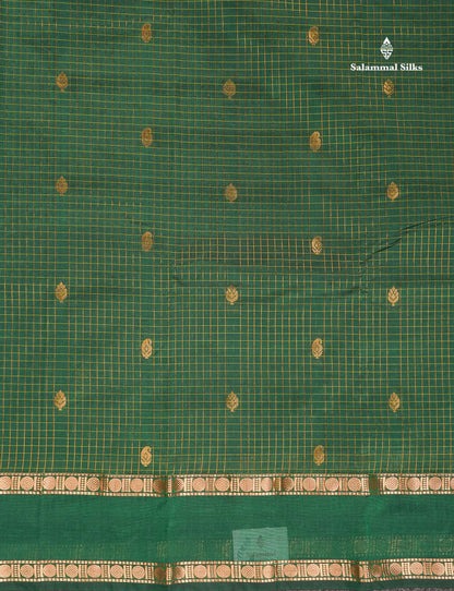 Semi Silk Saree - Wine Colour Body Small Checks With Butta & Traditional Rettapet Border