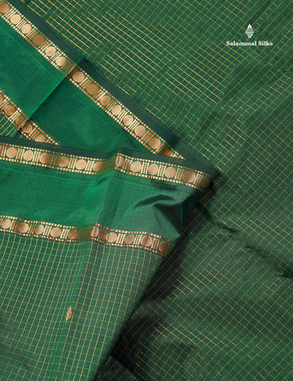 Semi Silk Saree - Wine Colour Body Small Checks With Butta & Traditional Rettapet Border