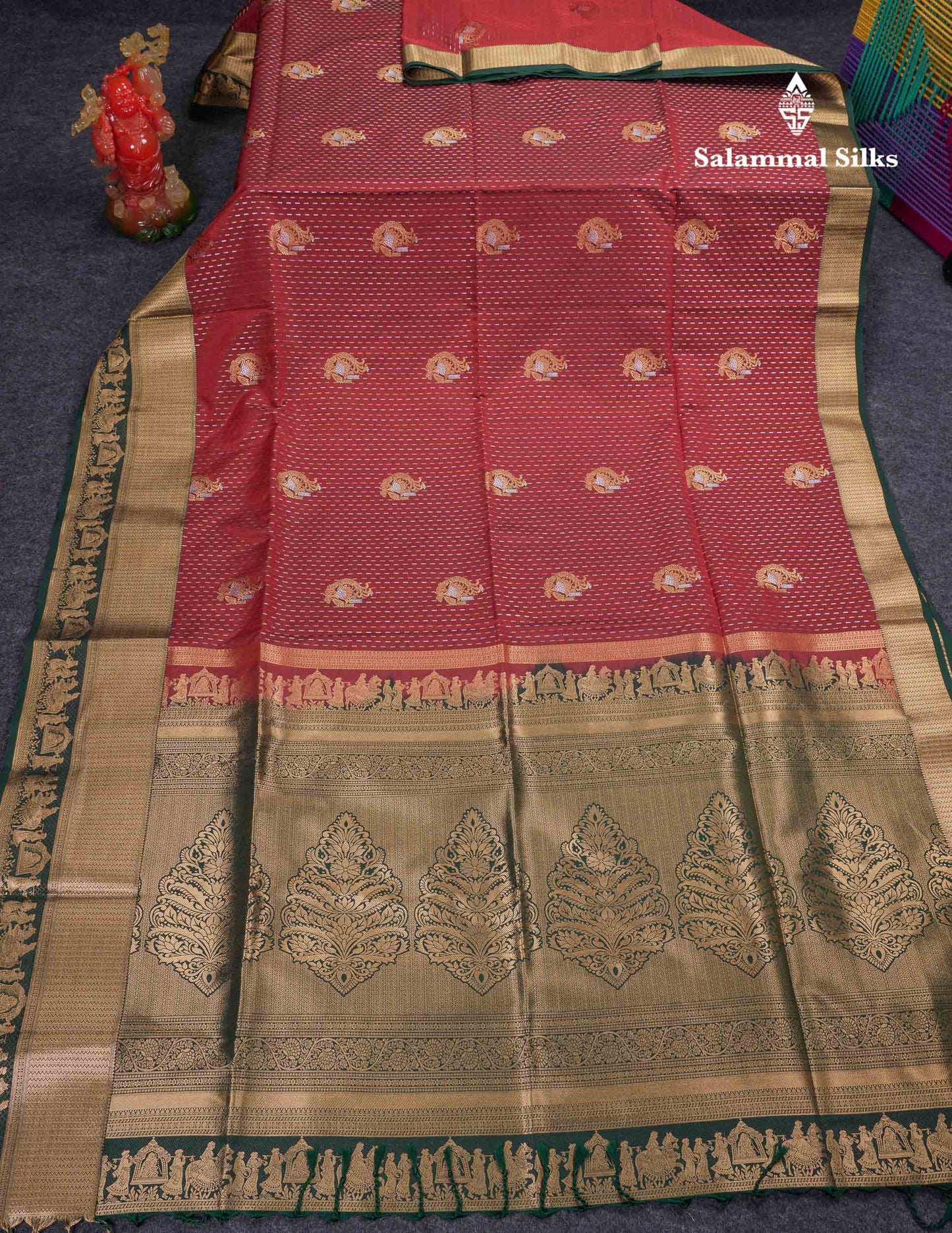 Beautiful Maroon Silver & Gold Zari Semi Soft Silk Saree With Contrast Bottle Green Traditional Pallaku  Evening Morning Border