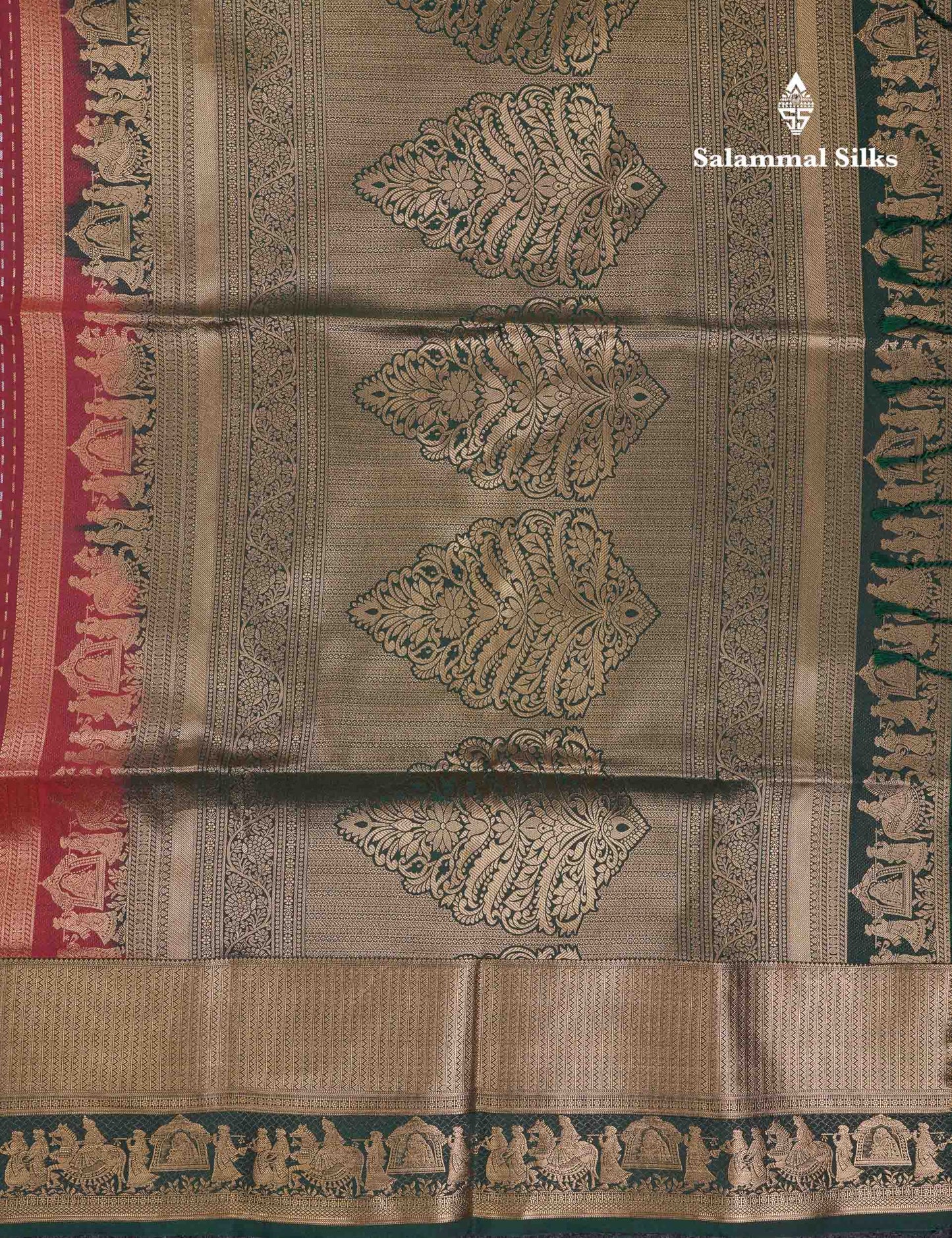Beautiful Maroon Silver & Gold Zari Semi Soft Silk Saree With Contrast Bottle Green Traditional Pallaku  Evening Morning Border