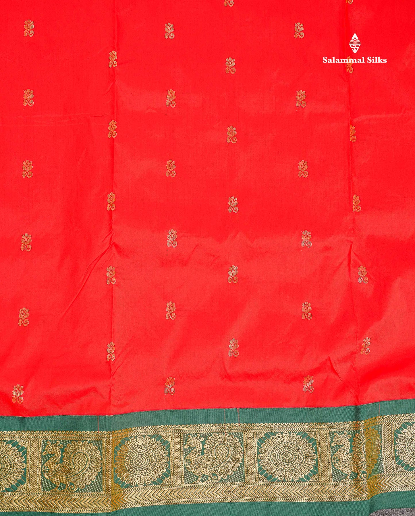 Semi Silk Saree - Green Colour Body Zari Butta With Contrast Pink Traditional Border | 10.5 Yards