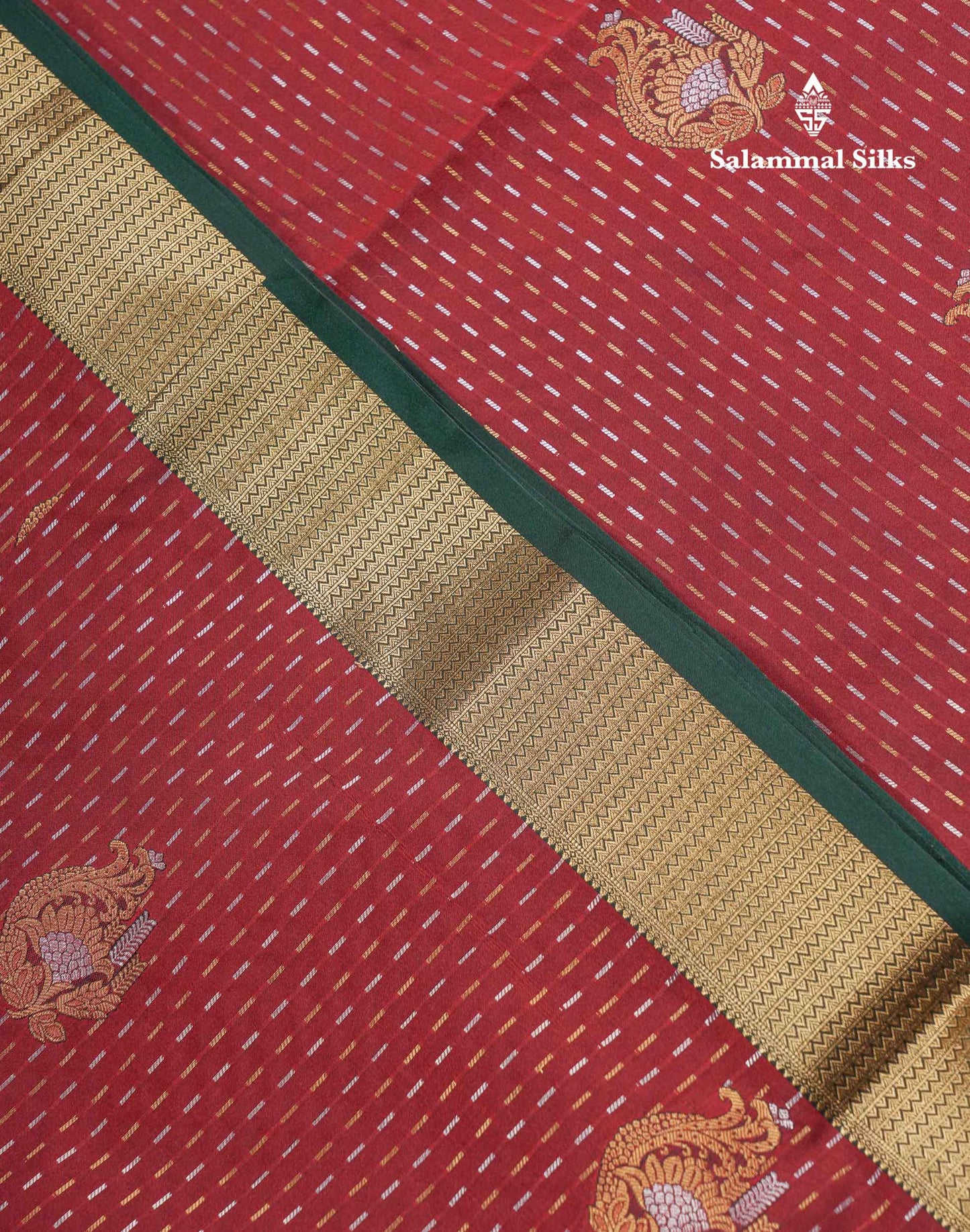 Beautiful Maroon Silver & Gold Zari Semi Soft Silk Saree With Contrast Bottle Green Traditional Pallaku  Evening Morning Border