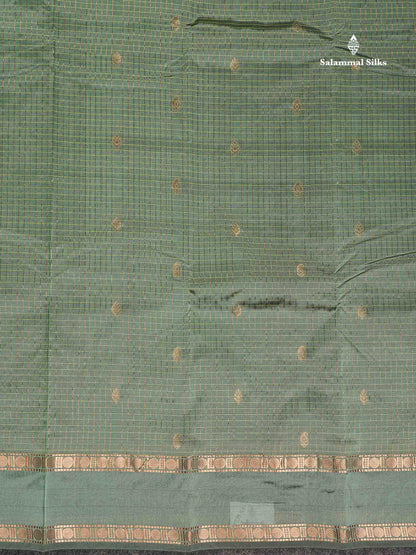 Semi Silk Saree - Wine Colour Body Small Checks With Butta & Traditional Rettapet Border