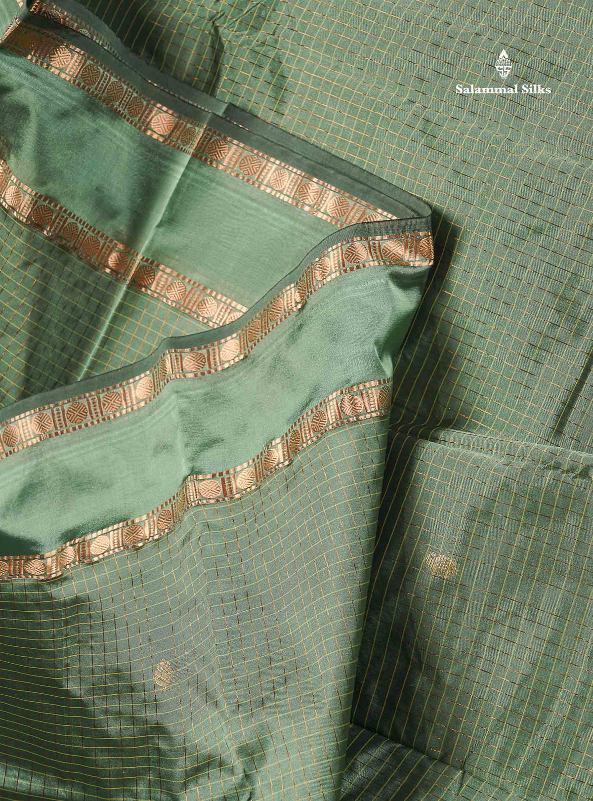 Semi Silk Saree - Wine Colour Body Small Checks With Butta & Traditional Rettapet Border