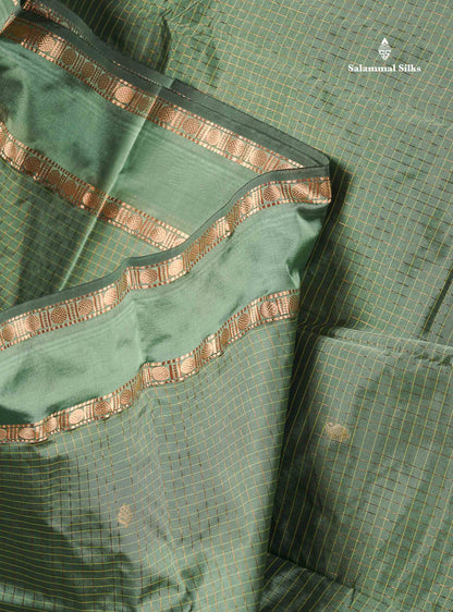 Semi Silk Saree - Wine Colour Body Small Checks With Butta & Traditional Rettapet Border