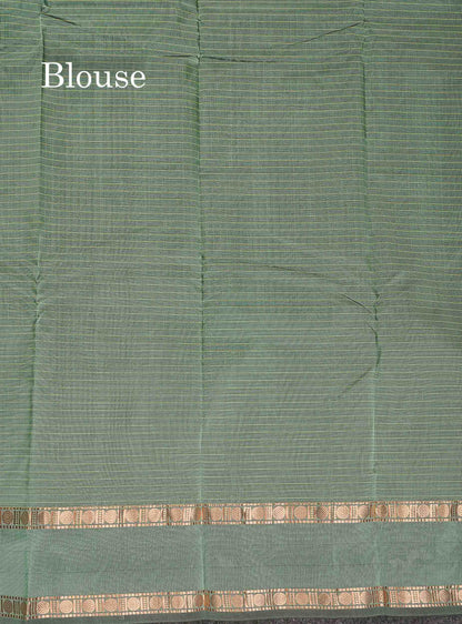 Semi Silk Saree - Wine Colour Body Small Checks With Butta & Traditional Rettapet Border