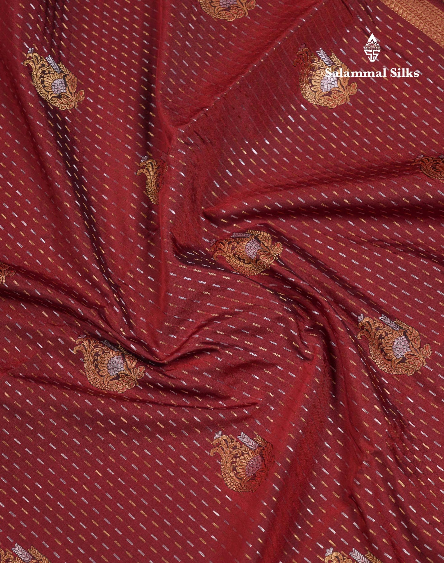 Beautiful Maroon Silver & Gold Zari Semi Soft Silk Saree With Contrast Bottle Green Traditional Pallaku  Evening Morning Border