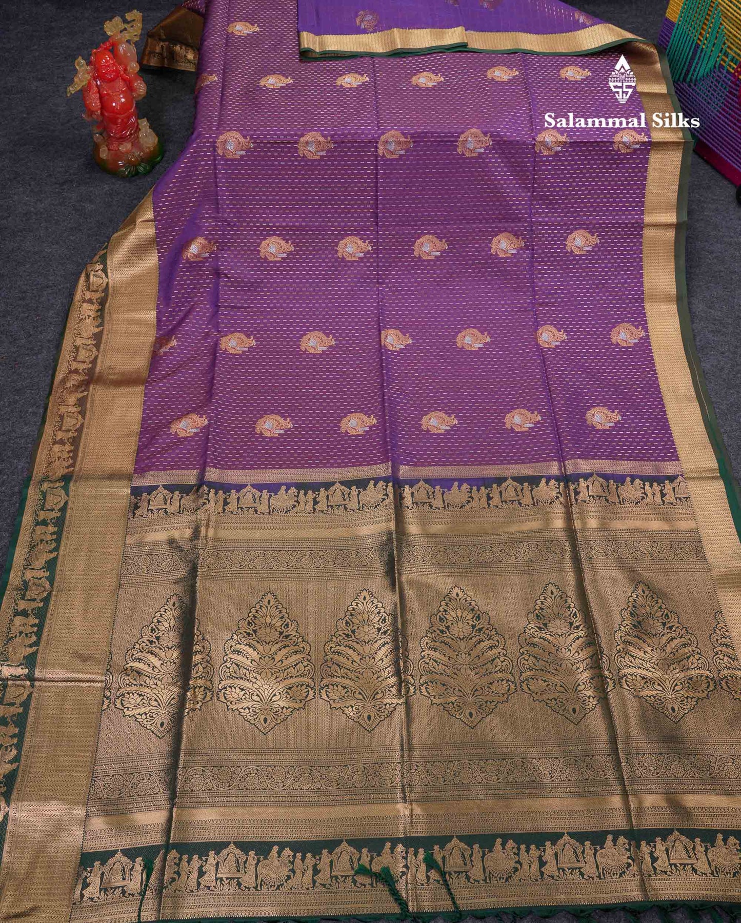 Beautiful Maroon Silver & Gold Zari Semi Soft Silk Saree With Contrast Bottle Green Traditional Pallaku  Evening Morning Border
