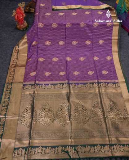 Beautiful Maroon Silver & Gold Zari Semi Soft Silk Saree With Contrast Bottle Green Traditional Pallaku  Evening Morning Border