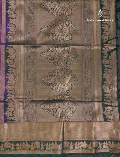 Beautiful Maroon Silver & Gold Zari Semi Soft Silk Saree With Contrast Bottle Green Traditional Pallaku  Evening Morning Border