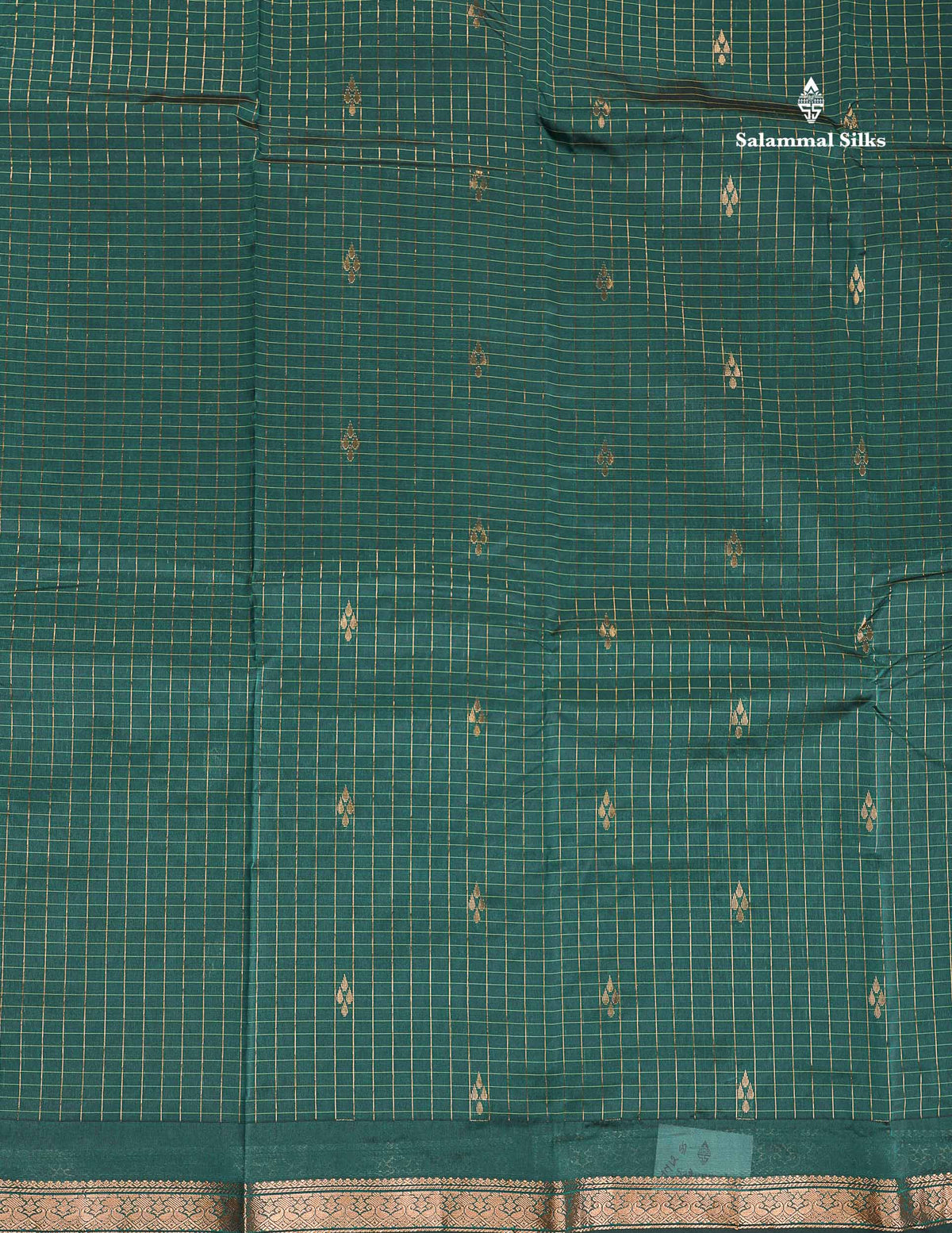 Semi Silk Saree - Olive Mustard Yellow Colour Body Small Checks With Butta & Traditional Small Border