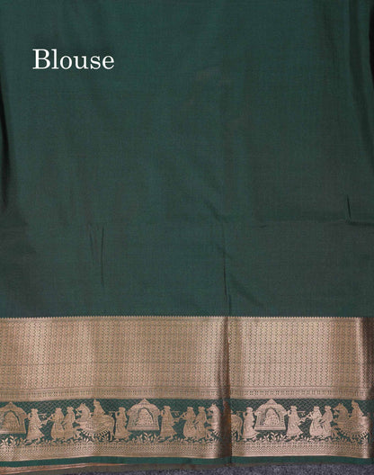 Beautiful Maroon Silver & Gold Zari Semi Soft Silk Saree With Contrast Bottle Green Traditional Pallaku  Evening Morning Border