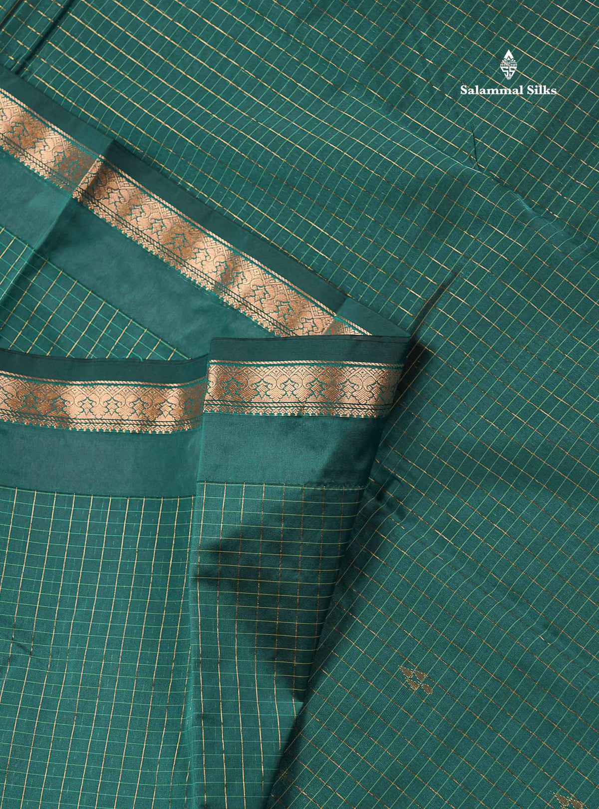 Semi Silk Saree - Olive Mustard Yellow Colour Body Small Checks With Butta & Traditional Small Border