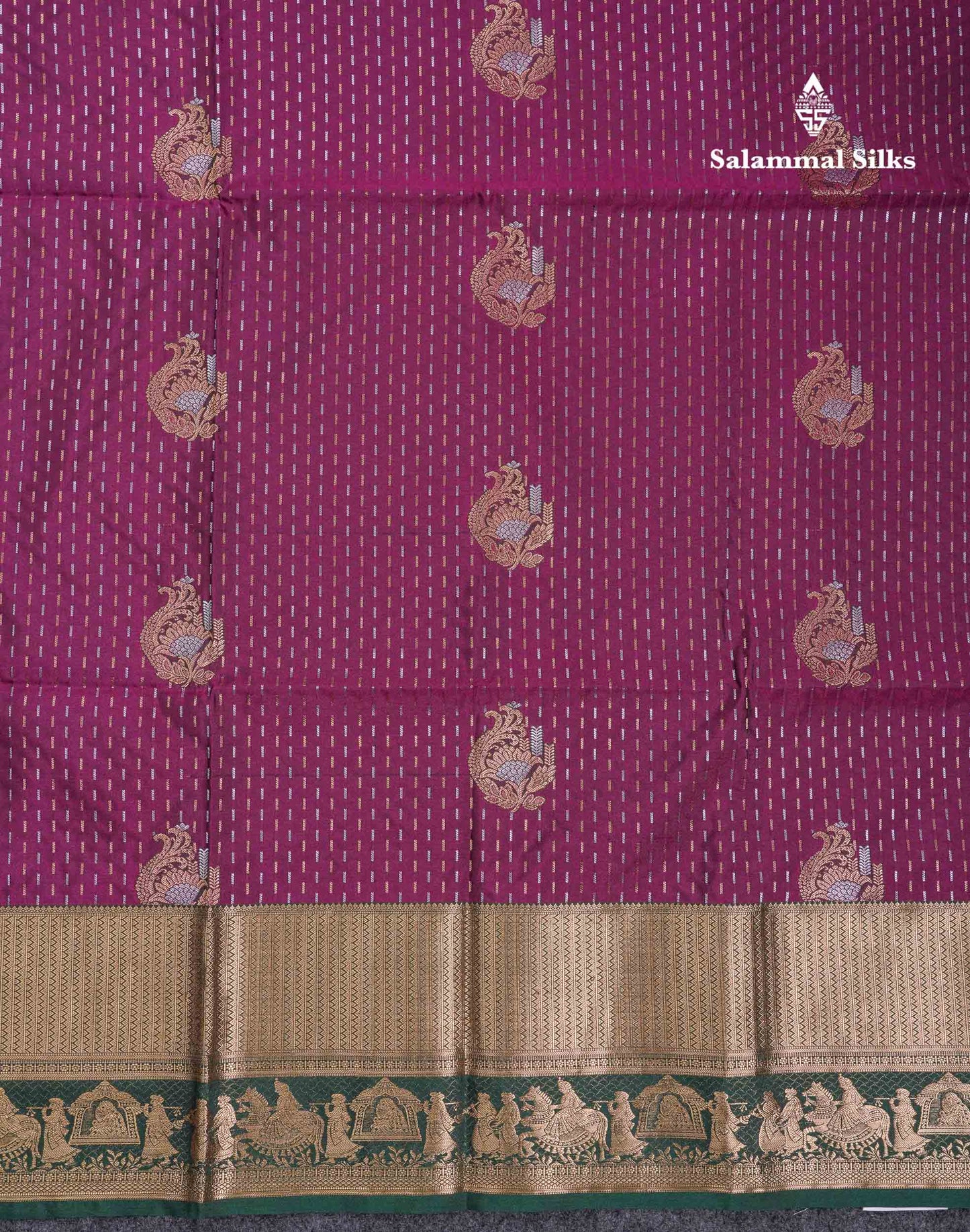 Beautiful Maroon Silver & Gold Zari Semi Soft Silk Saree With Contrast Bottle Green Traditional Pallaku  Evening Morning Border